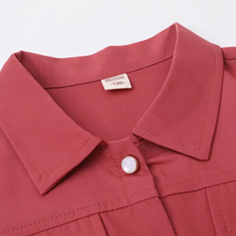 2-piece Solid Casual Blouse & Pants for Girl