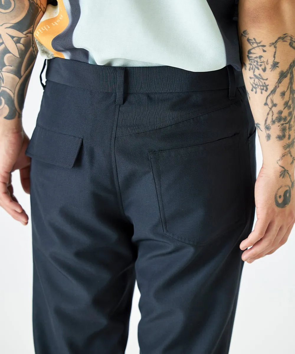 【75%OFF】Flared slim trouser - BLACK
