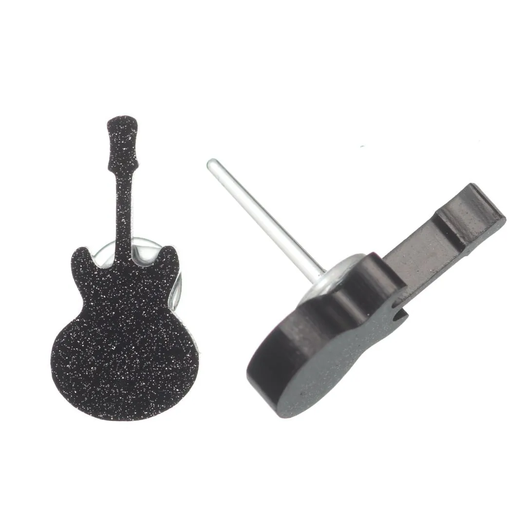 Acoustic Guitar Studs Hypoallergenic Earrings for Sensitive Ears Made with Plastic Posts