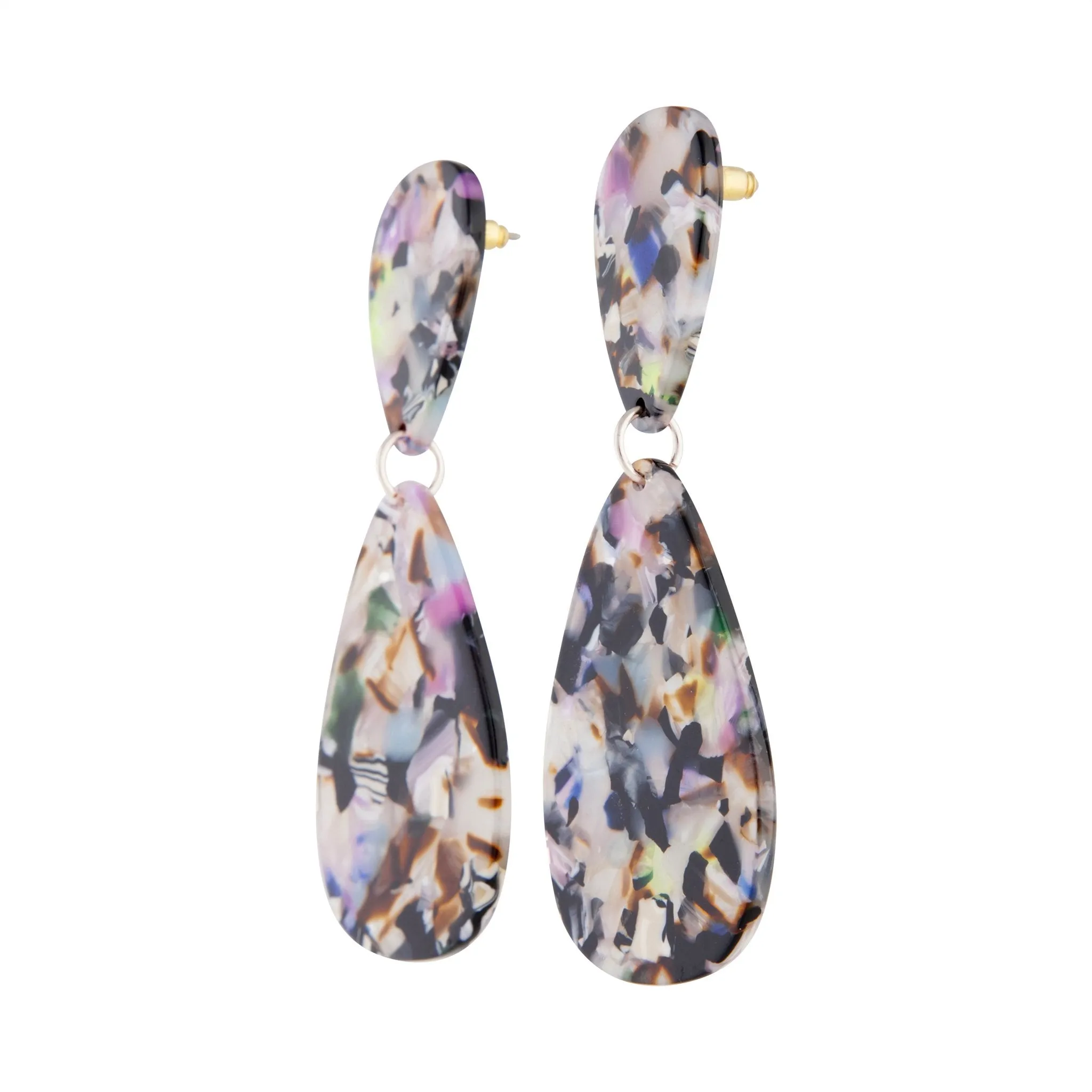 Acrylic Teardrop Earring in Mixed Purple