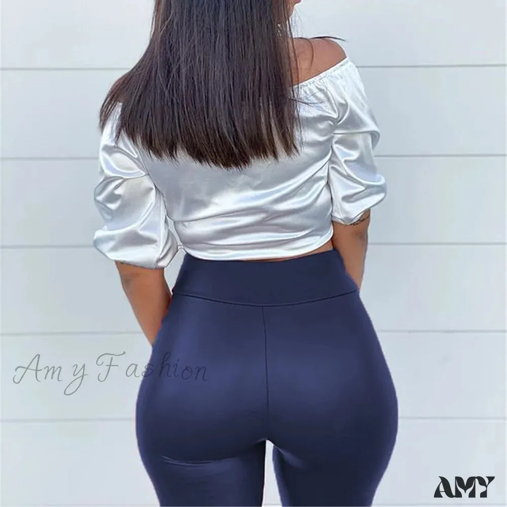 Amy Fashion - High Waist Trousers Slim Legging