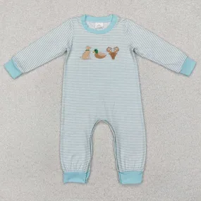 Baby Infant Boys Rompers Onesie Blue Stripes Dog Duck Deer Hunting Rompers LR1895