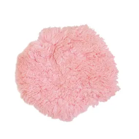 Babymoon 30CM | Round Wool Flokati Fur Blanket | Photoshoot Props | Pink