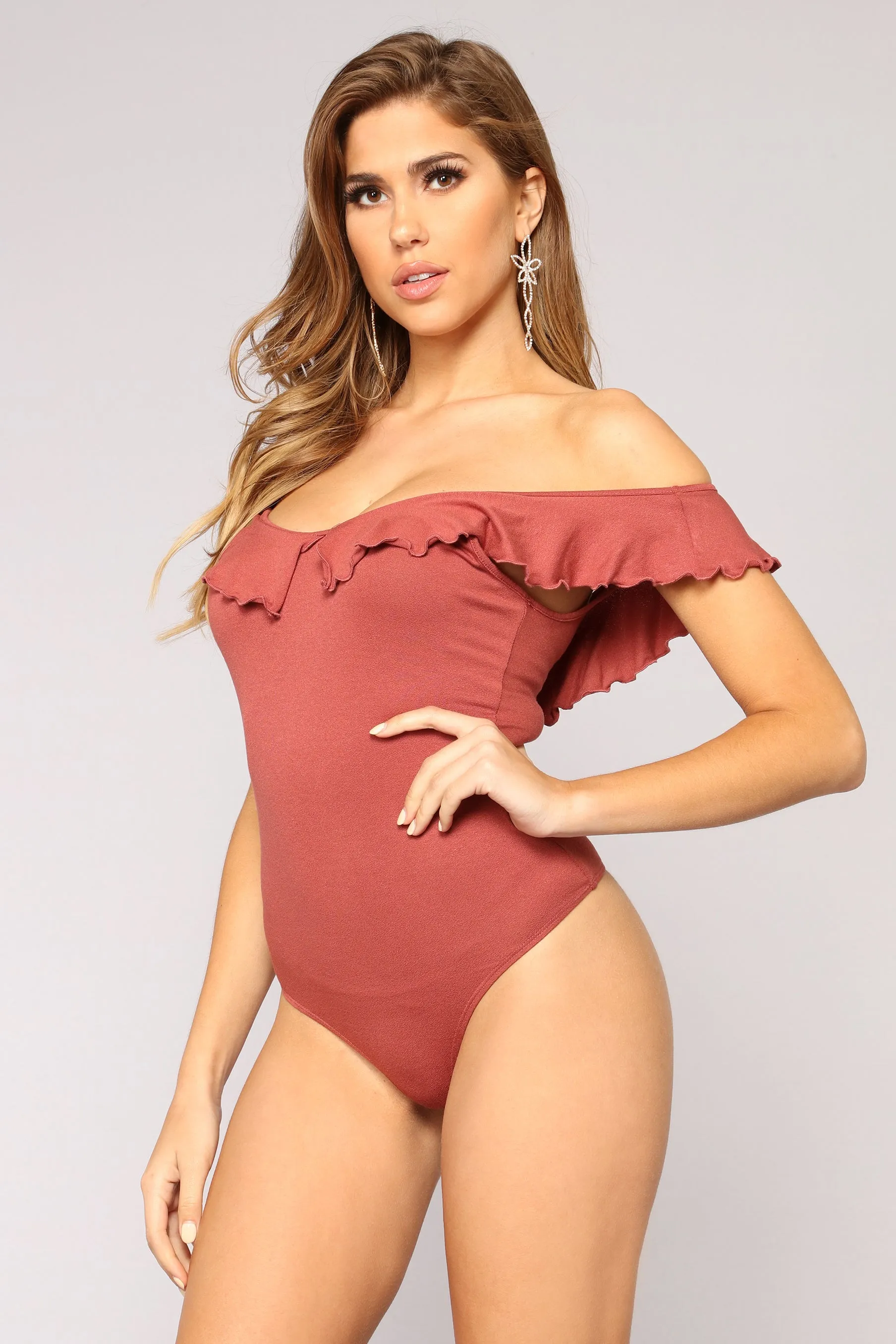 Back Seat Heartbreak Bodysuit - Brick
