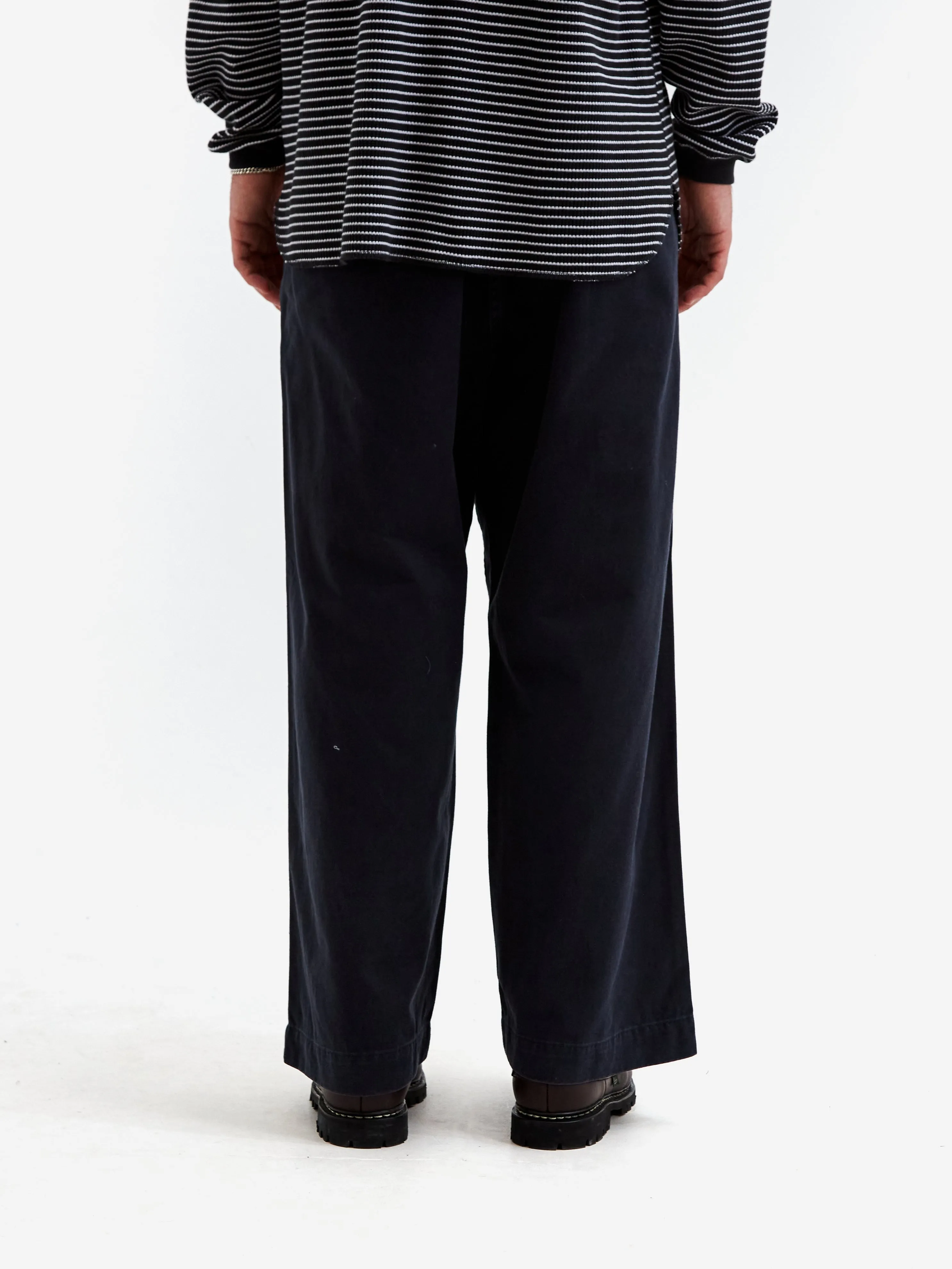 Beams Wide Chino Trousers - Navy