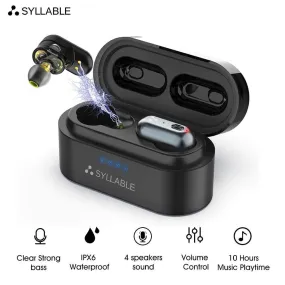 Black Syllable S101 Bluetooth 5.0 with Charging Case for Mobile Phones and PC