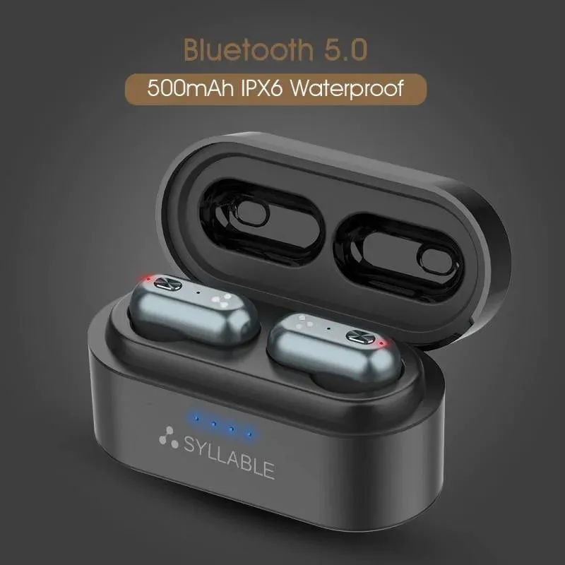 Black Syllable S101 Bluetooth 5.0 with Charging Case for Mobile Phones and PC