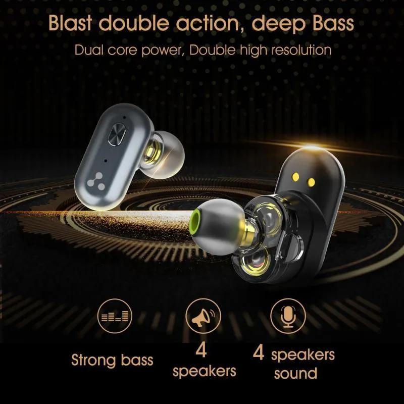 Black Syllable S101 Bluetooth 5.0 with Charging Case for Mobile Phones and PC