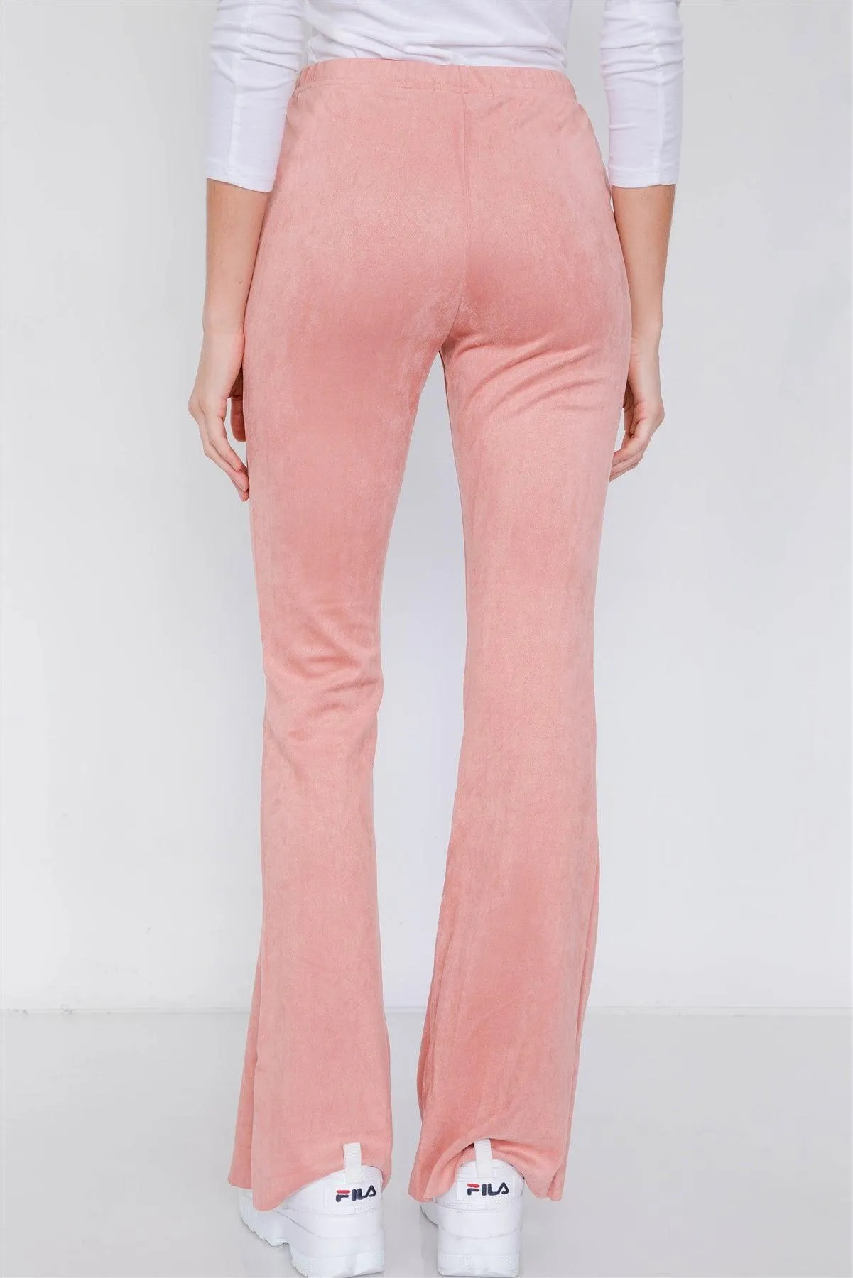 Blush Suede High-Waist Vintage Raw Hem Flare Pants /3-3