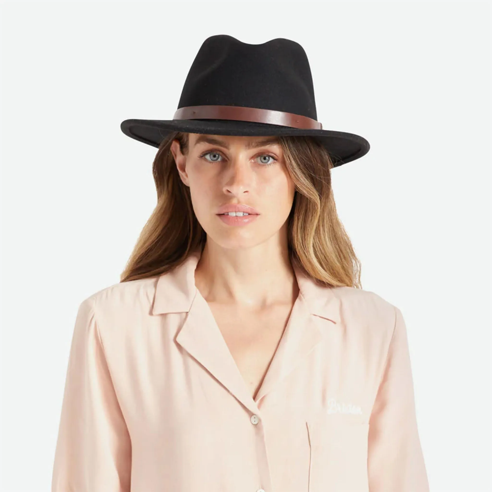Brixton Messer Fedora in Black   Brown