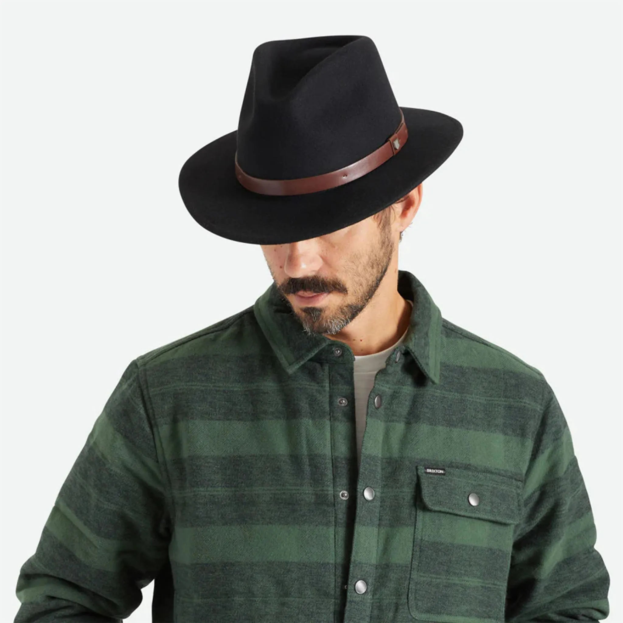 Brixton Messer Fedora in Black   Brown