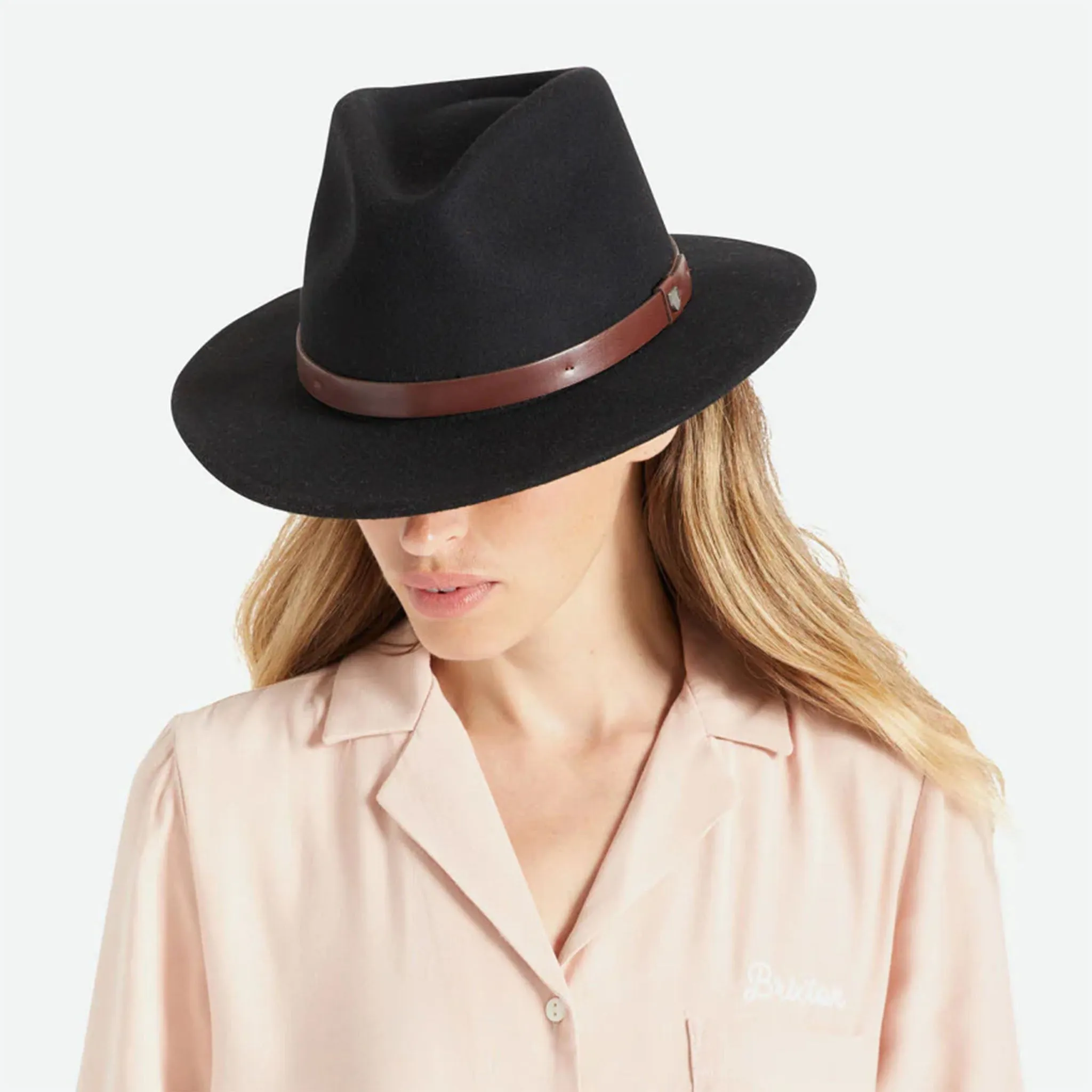 Brixton Messer Fedora in Black   Brown