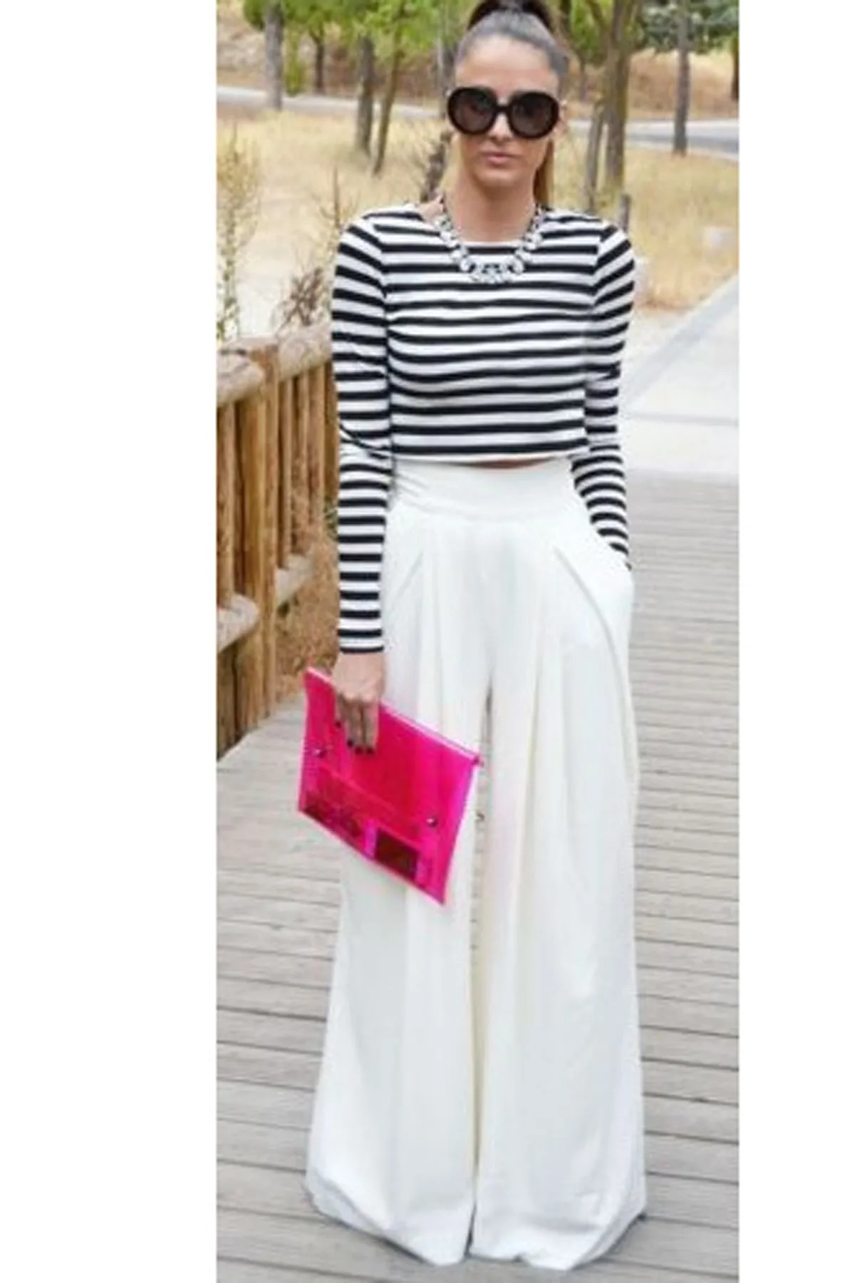 Candy Color High Waist Loose Wide-Legs Chiffon Long Pants