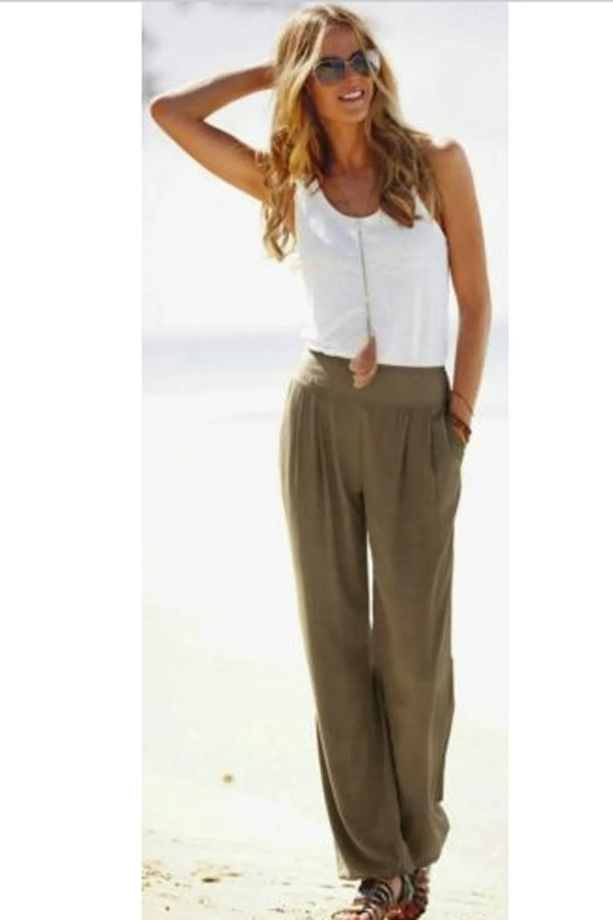 Candy Color High Waist Loose Wide-Legs Chiffon Long Pants