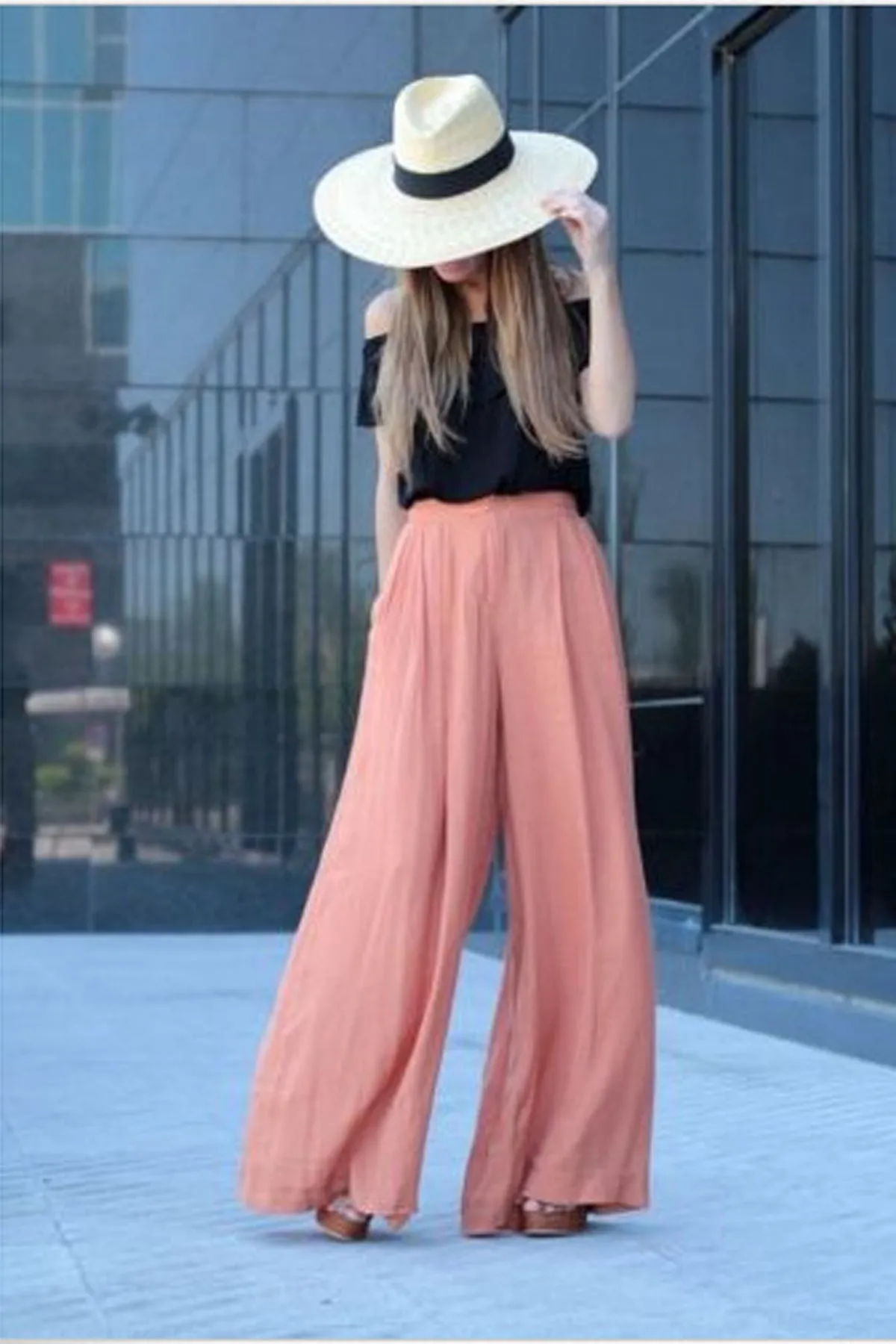 Candy Color High Waist Loose Wide-Legs Chiffon Long Pants