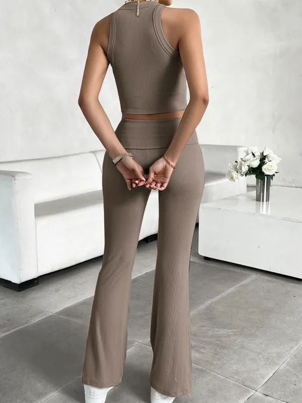 Casually Sporty Tank Top & Wide Waistband Pants Set for Women