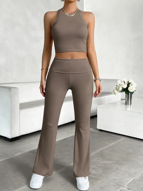 Casually Sporty Tank Top & Wide Waistband Pants Set for Women