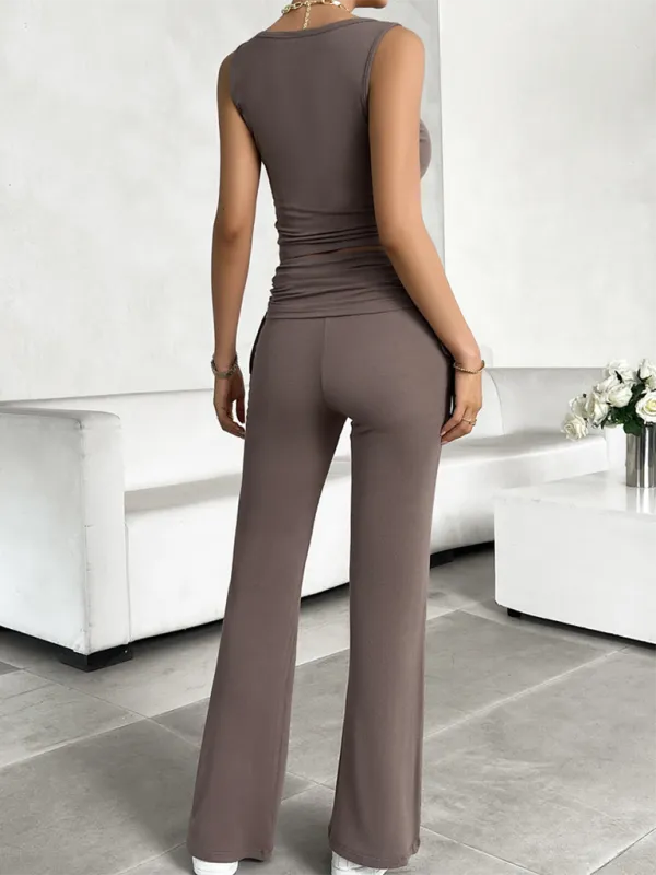 Casually Sporty Tank Top & Wide Waistband Pants Set for Women