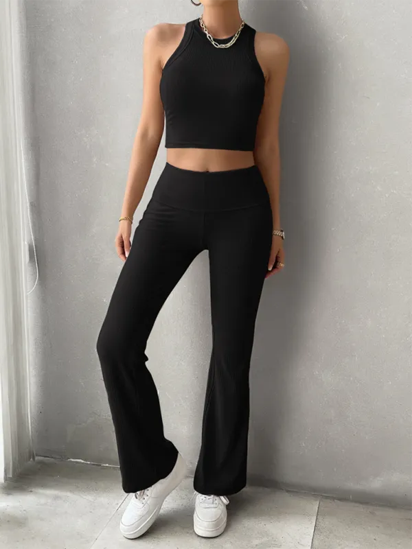 Casually Sporty Tank Top & Wide Waistband Pants Set for Women