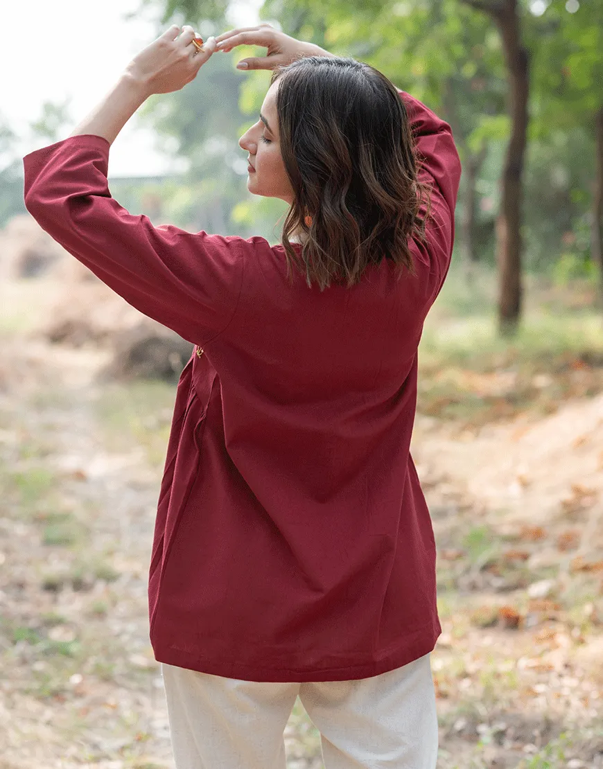 Cherry Red Embroidered Top