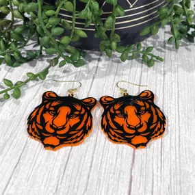 Cincinnati Bengals Orange & Black Tiger Earrings (Silver Or Gold Ear Hooks)