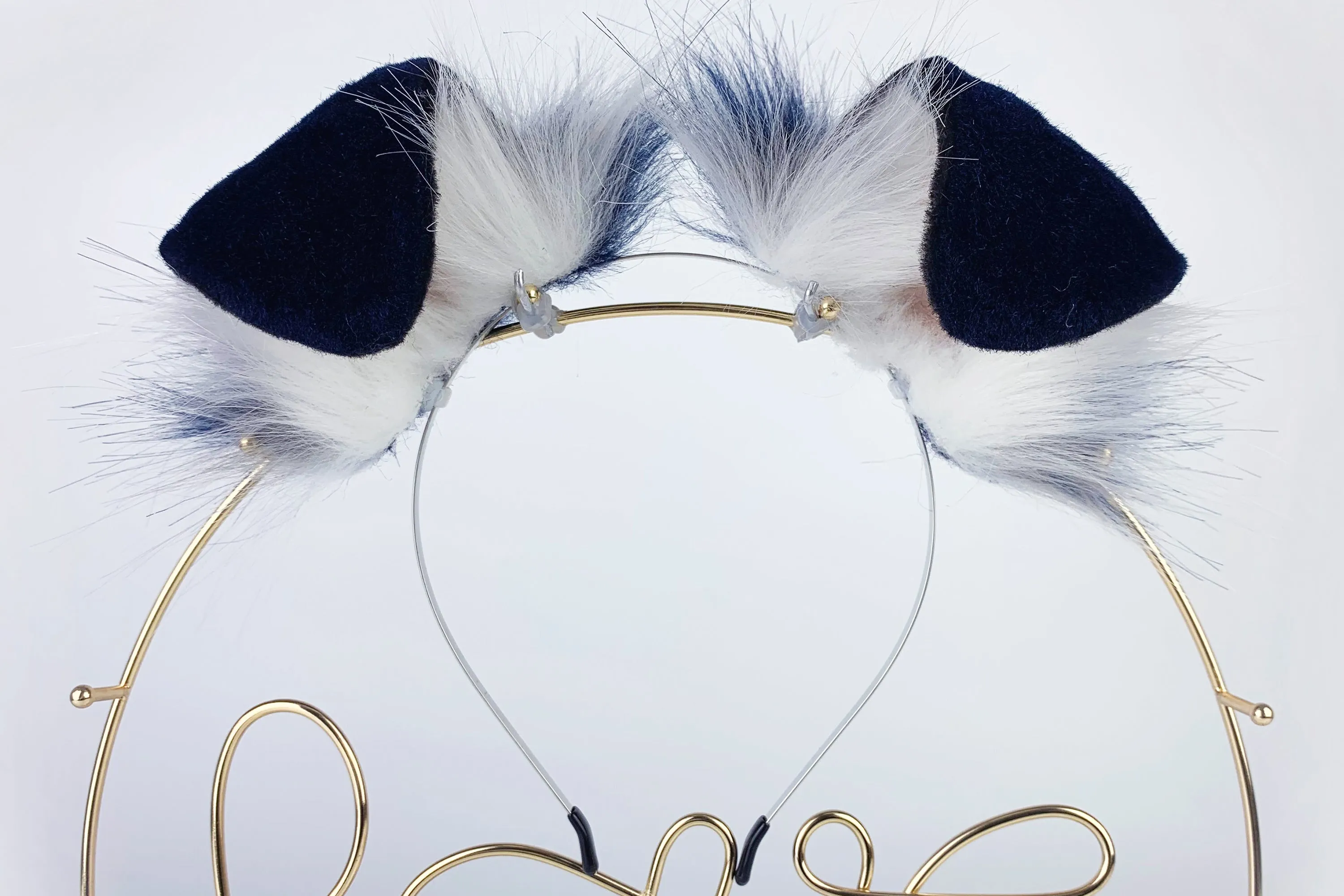 dark blue white puppy ear and tail set Shepherd dog ear and tail plug set Shiba Inu dog ear and tail plug cosplay petplay puppy play mature