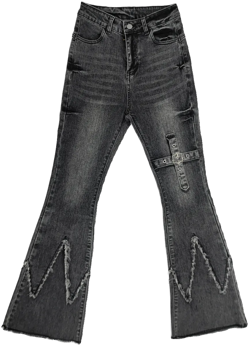 Dark Pants Osh Flared Denim Damage