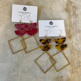 Double Acrylic Diamond Earrings