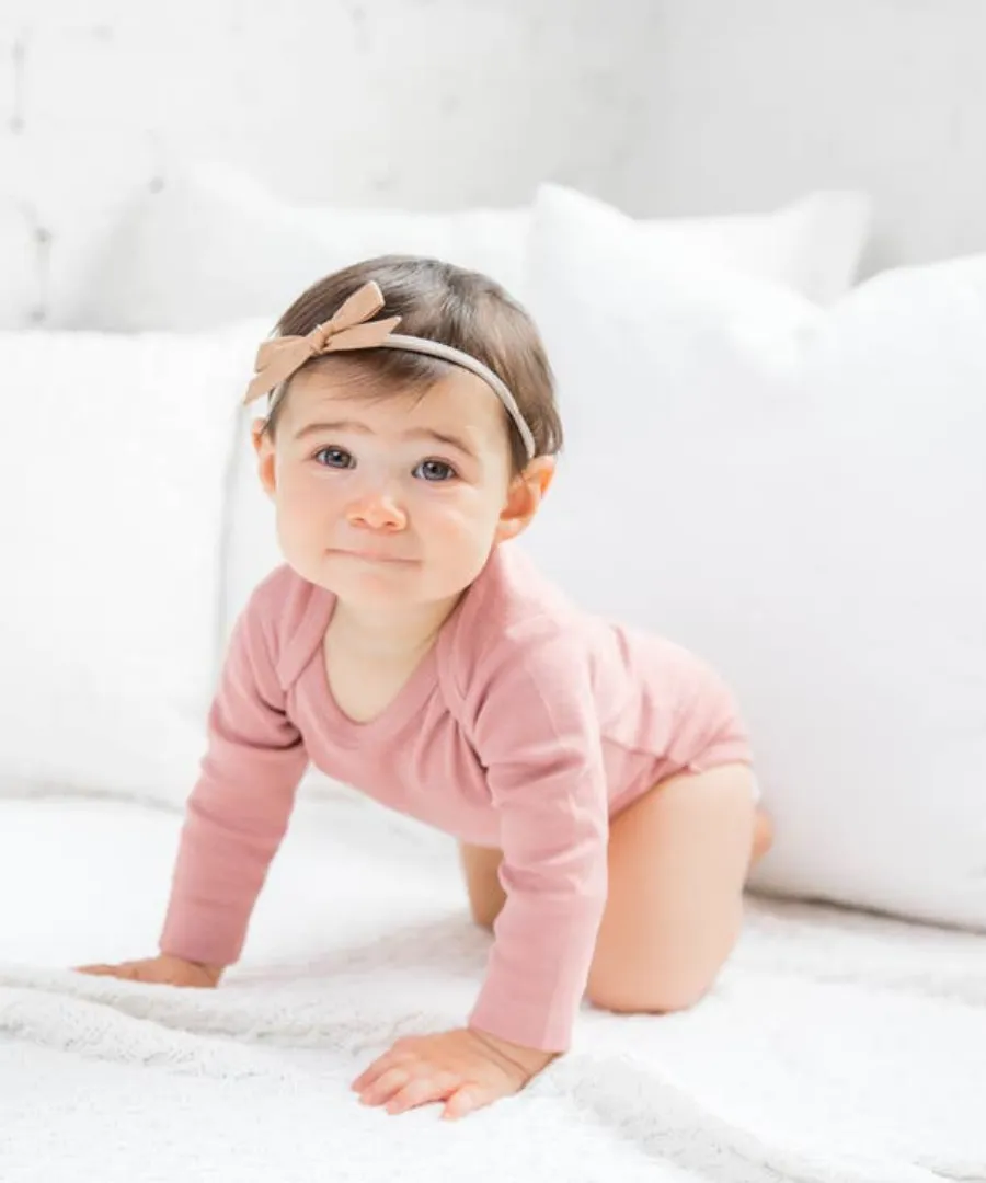 Dusty Pink Organic Long-Sleeved Body Suit