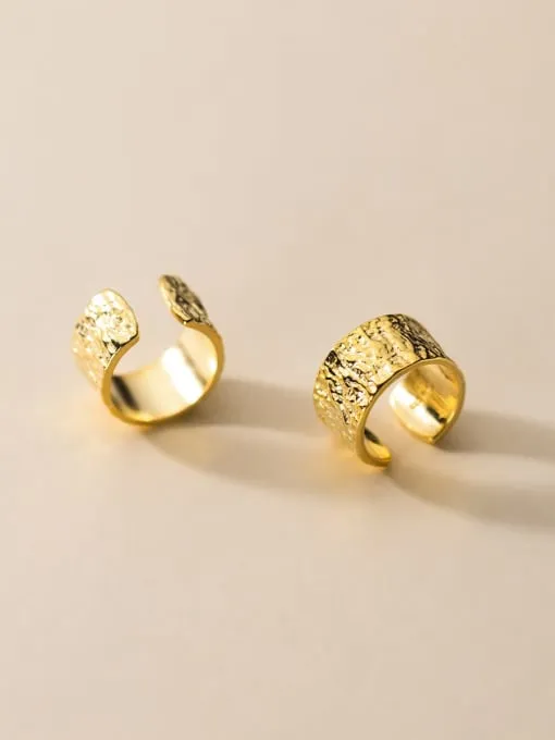 Ear Cuffs Chunky Hammered .925 Sterling Silver 18k Gold Plated Ear Cuff Earrings