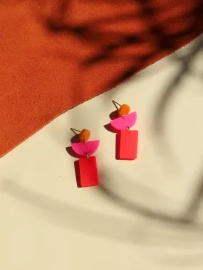 Earrings - Lille Orange Pink Fire Red