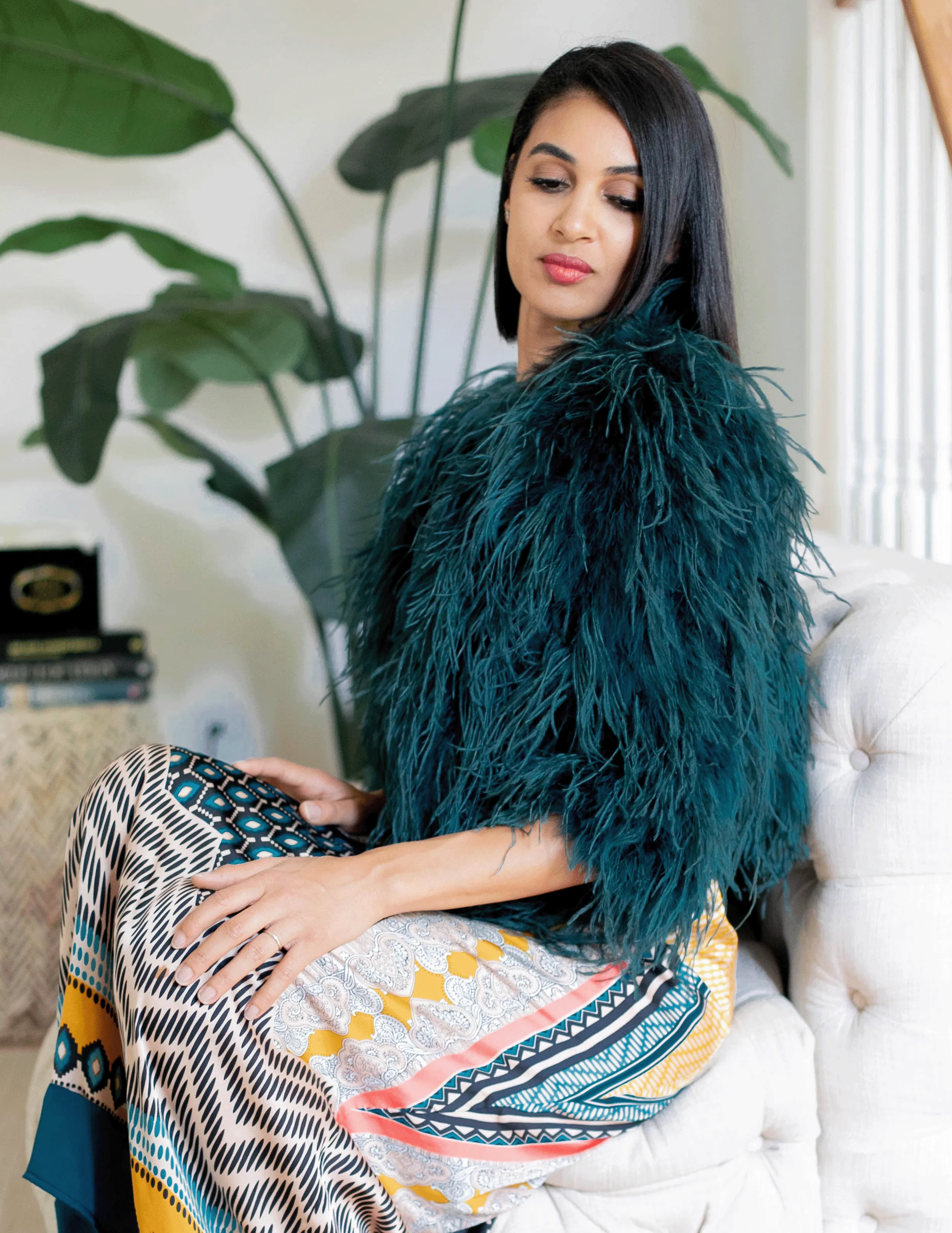 Emerald Forest - Feather Jacket in Green