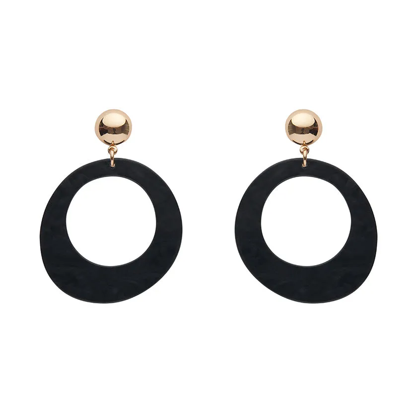 Essentials Statement Circle Drop Earrings - Black