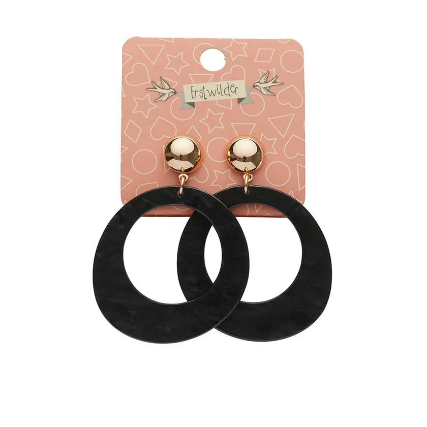 Essentials Statement Circle Drop Earrings - Black