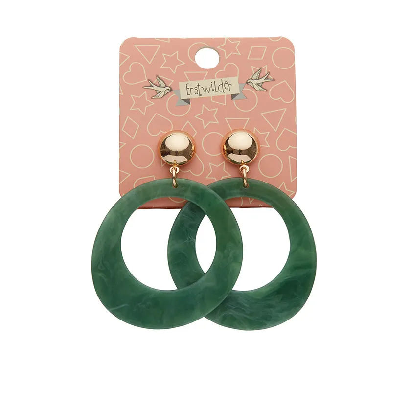 Essentials Statement Circle Drop Earrings - Green