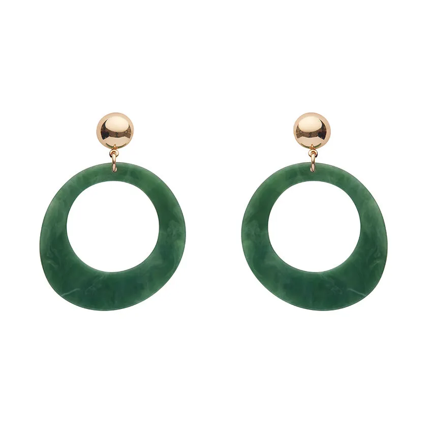 Essentials Statement Circle Drop Earrings - Green