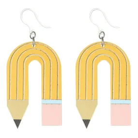 Exaggerated Bendy Pencil Dangles Hypoallergenic Earrings for Sensitive Ears Made with Plastic Posts