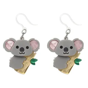 Exaggerated Koala Bamboo Dangles Hypoallergenic Earrings for Sensitive Ears Made with Plastic Posts