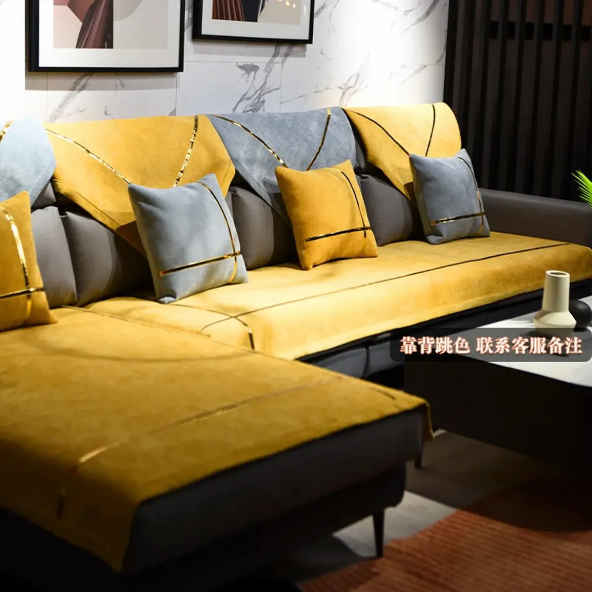 Fashion stylish chenille leather anti slip sofa cushion