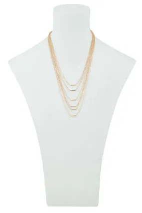 Five Chain Layer with Metal Bars Necklace