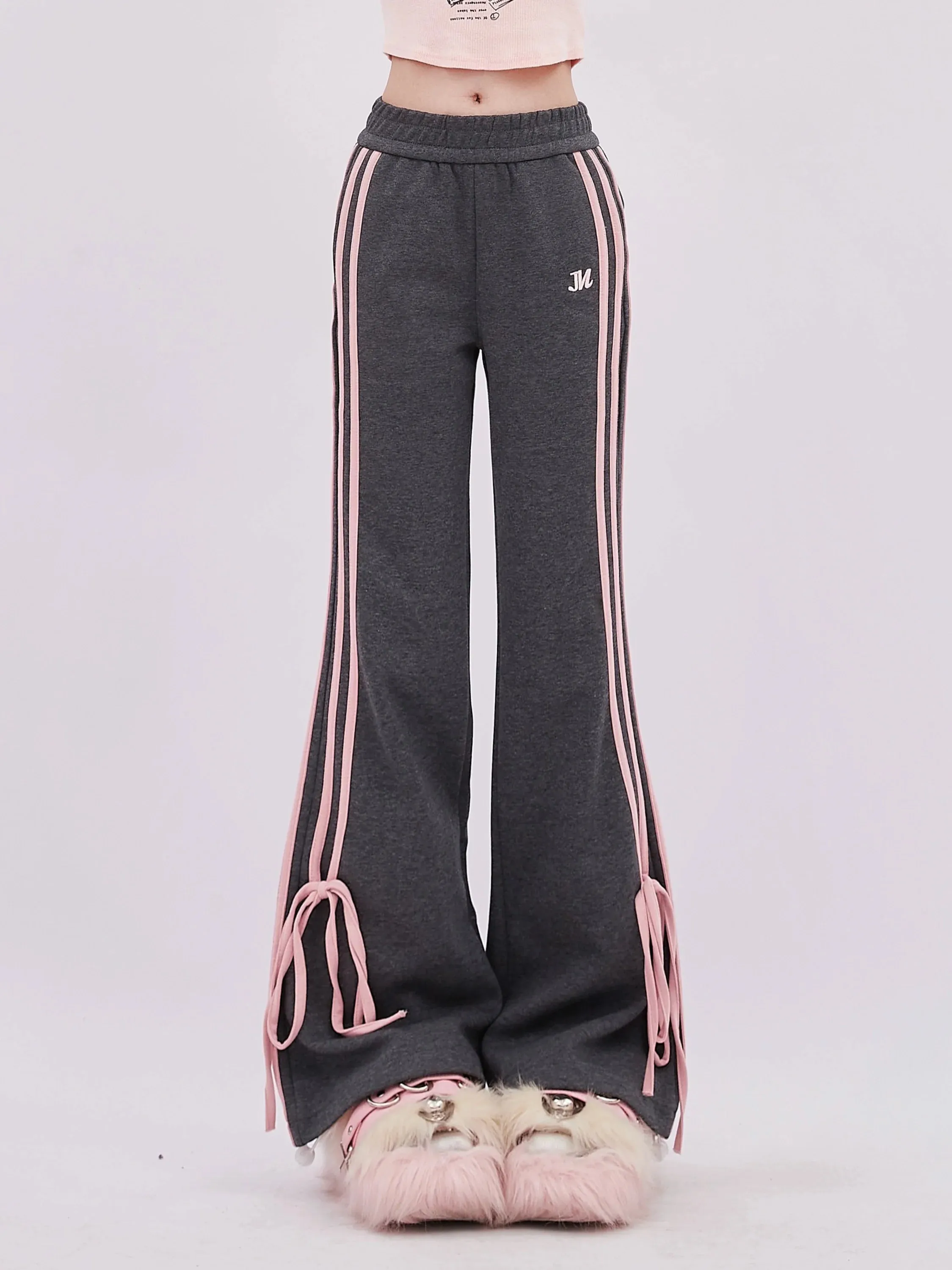 Flared Pants Stripe Casual Side