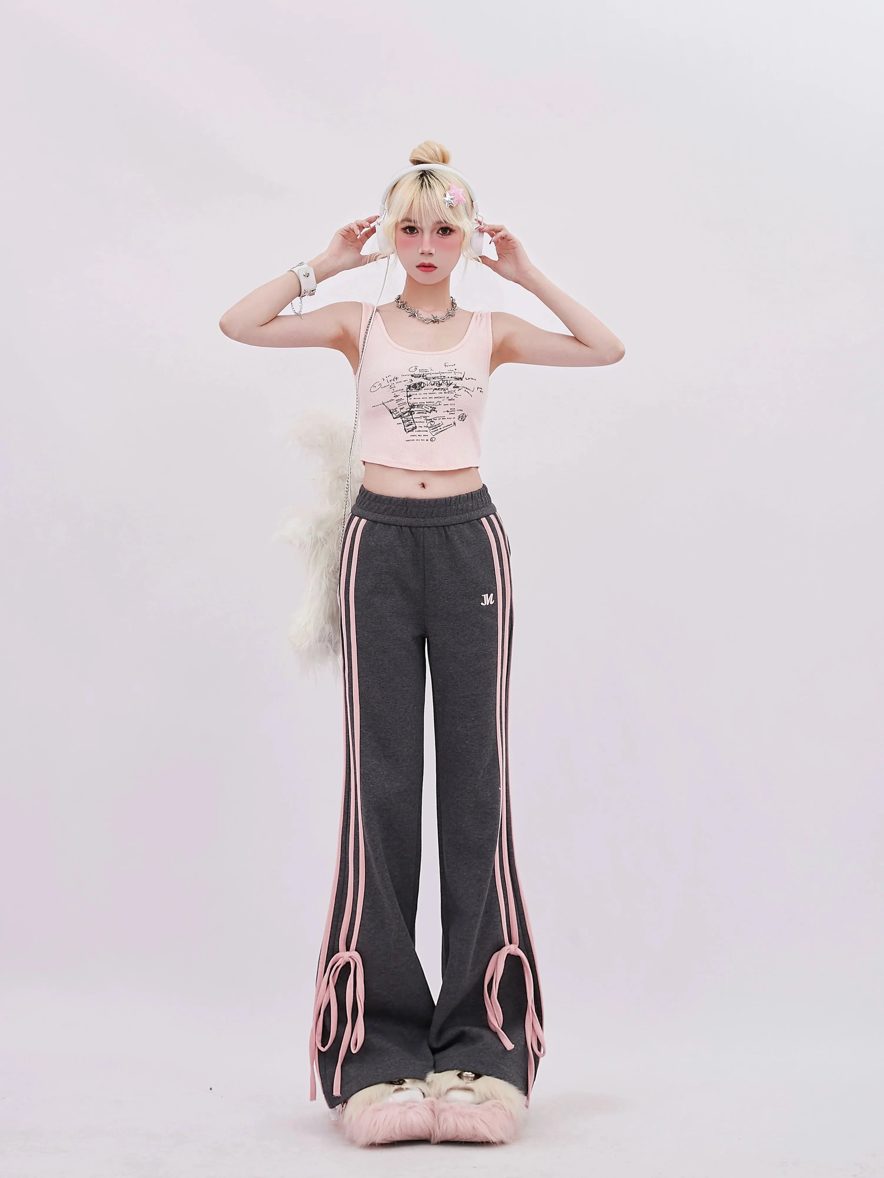 Flared Pants Stripe Casual Side