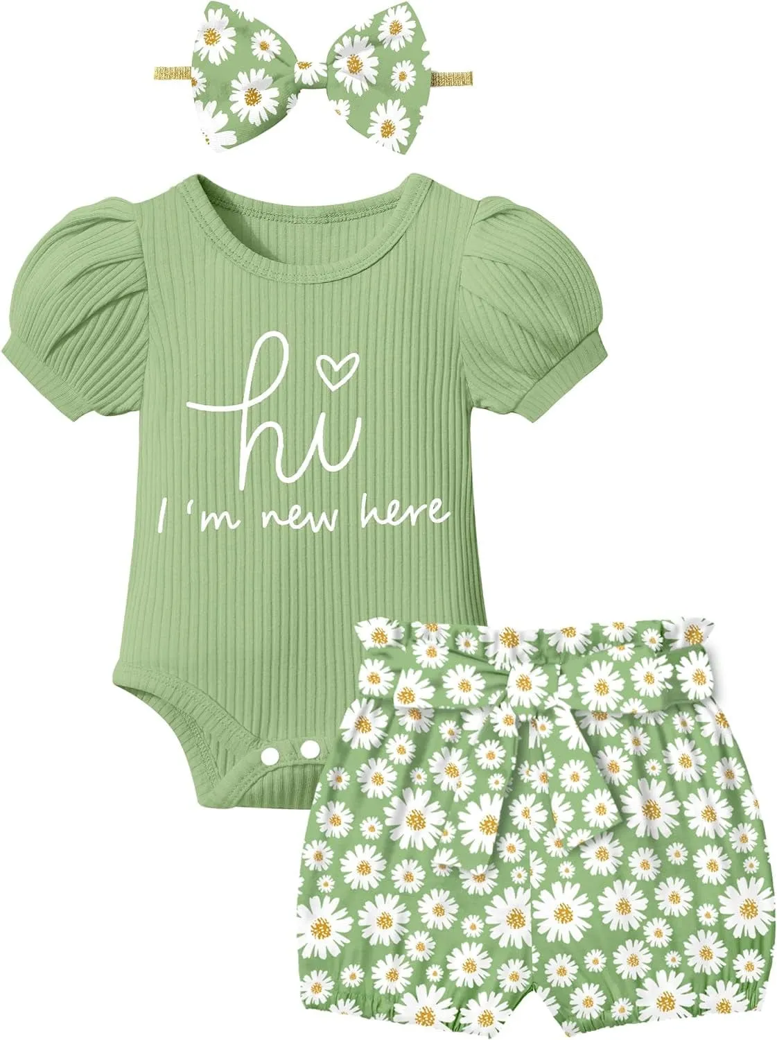 Floral Ruffle Romper and Short Pants Set for Baby Girls