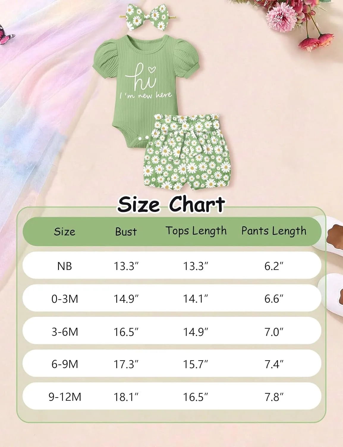Floral Ruffle Romper and Short Pants Set for Baby Girls