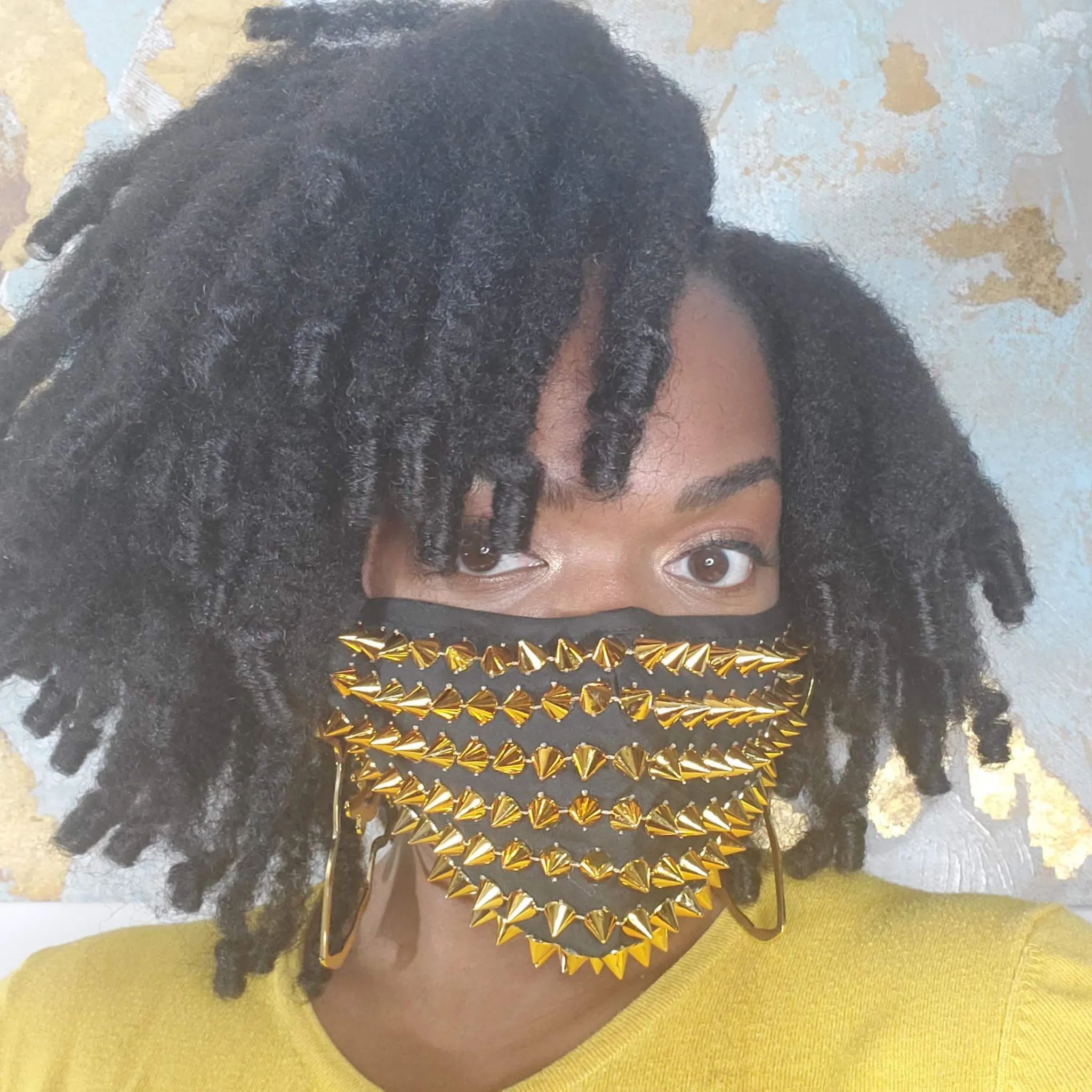 Gold Fashion Spike/Stud Face Mask