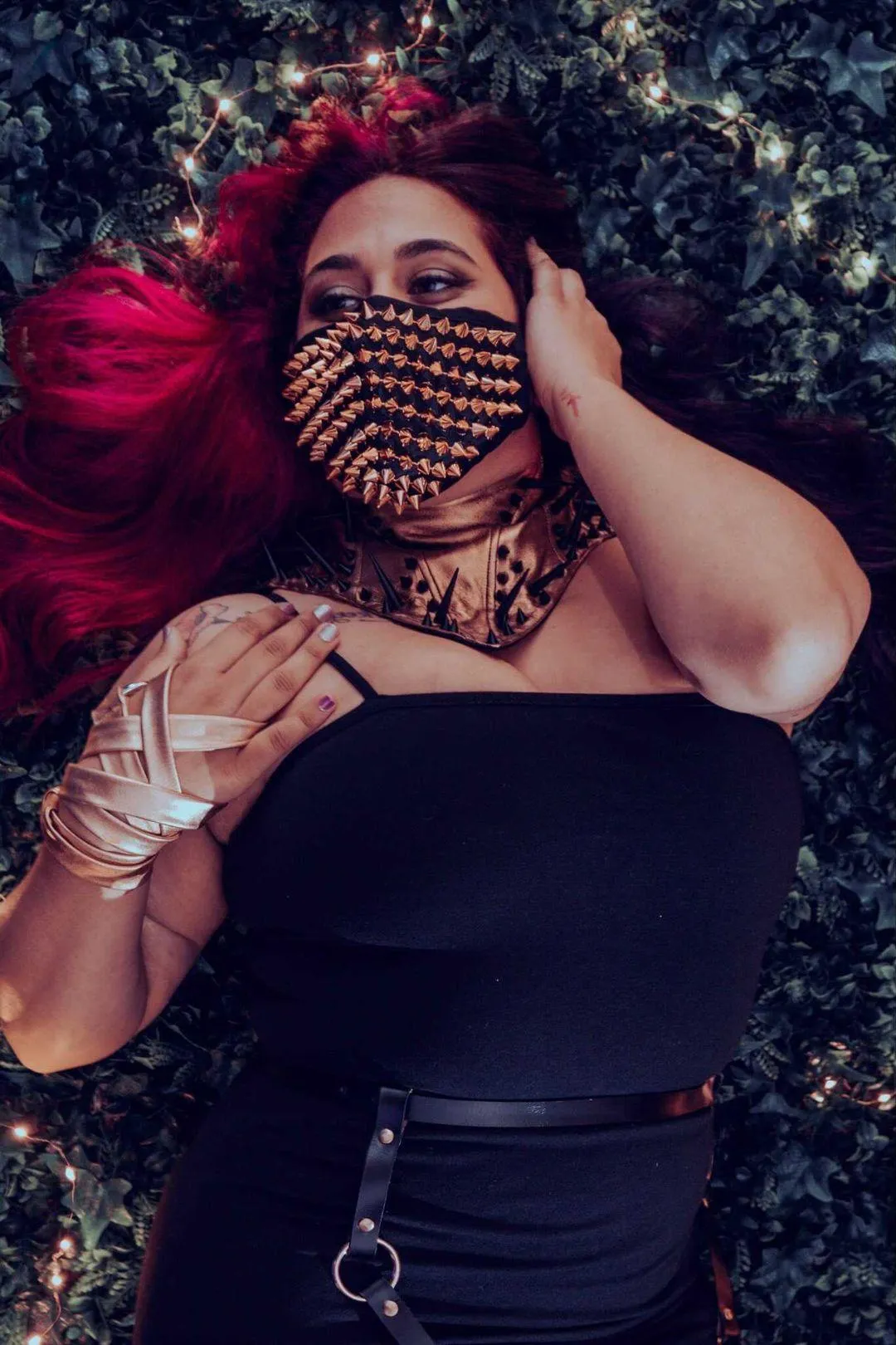 Gold Fashion Spike/Stud Face Mask