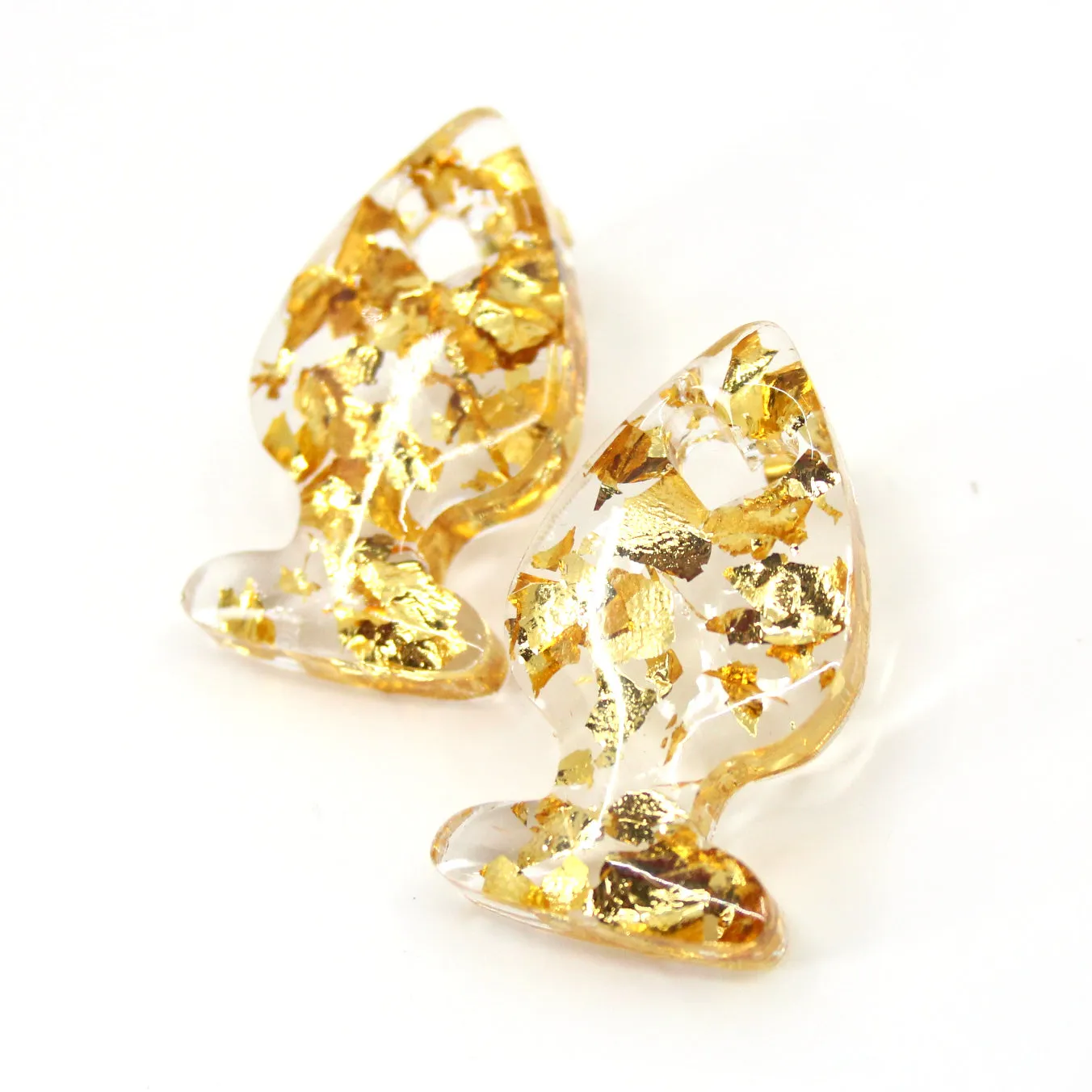 Gold Leaf Lucite Butt Plug Stud Earrings