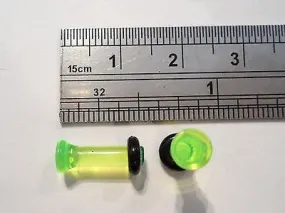 Green Ear Lobe Plugs Single Flare 8 gauge 8g