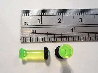 Green Ear Lobe Plugs Single Flare 8 gauge 8g