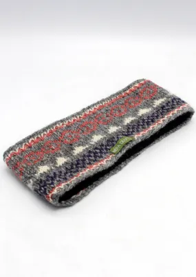 Grey Multicolor Pure Wool Winter Sherpa Head Band with Inner Fleece